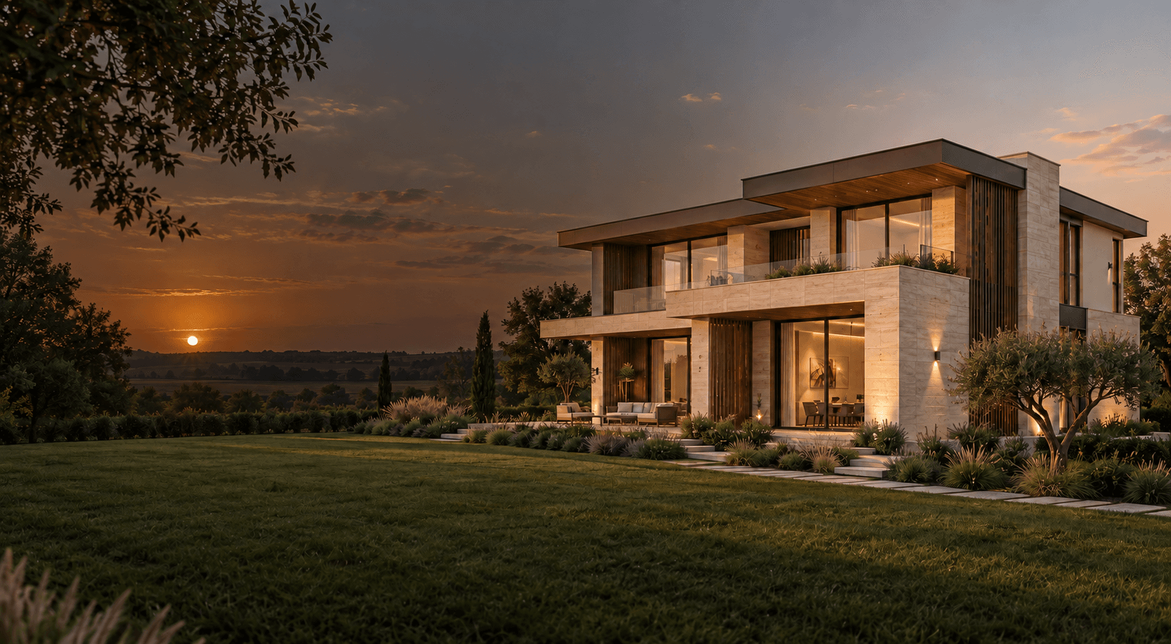 Trakya kırsalında modern villa – temsili görselleştirme (Gold Line Yapı)